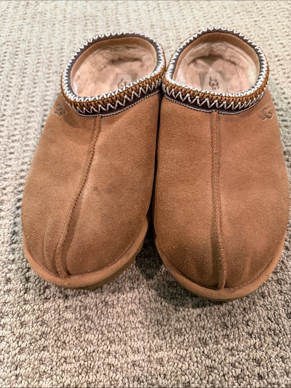 UGG Chestnut Suede Shearling-Lined Slip-On Mules